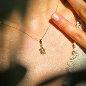 turtle 14k solid gold pendant perfect gift turtle real gold charm